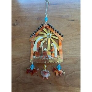 Peaceful Manger Metal Ornament